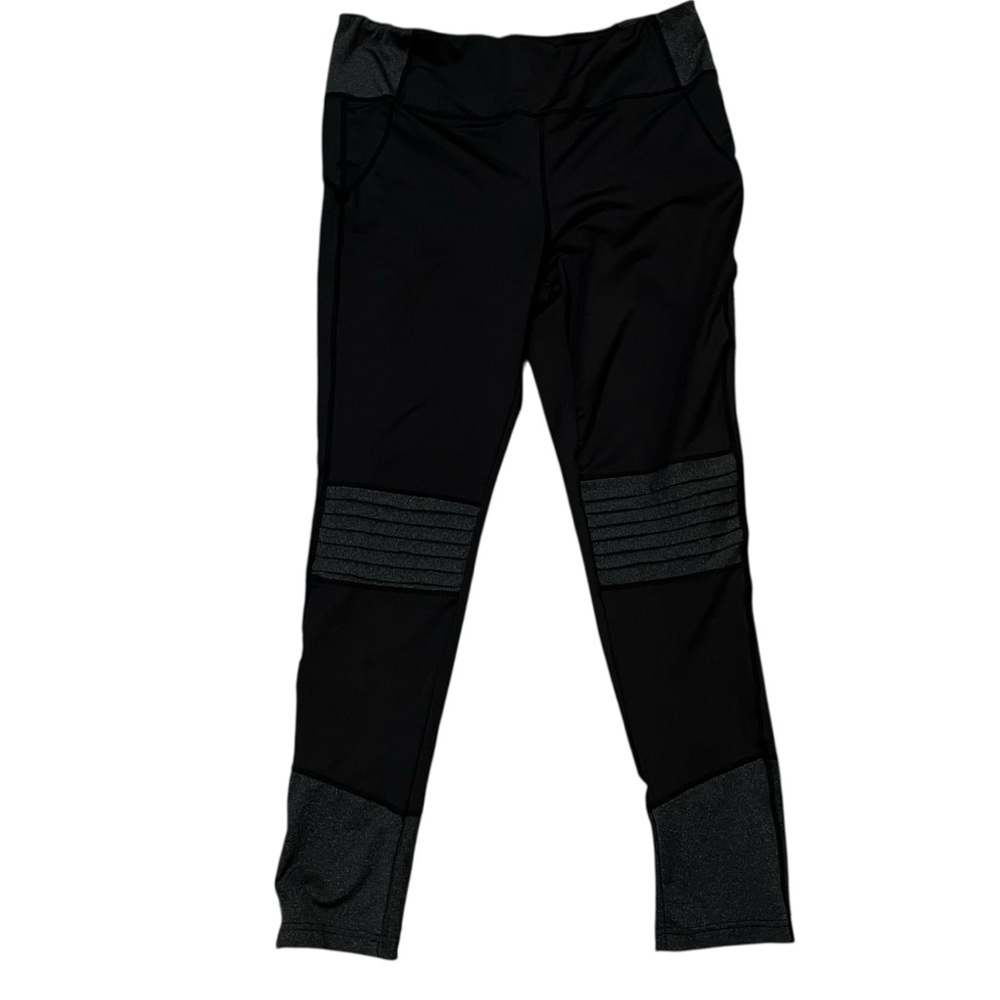 Tahari Sport Women’s XL Black Leggings Athletic Gray Accents